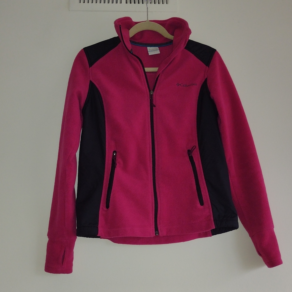 Columbia Women's Fuchsia and Black Zip Up Fleece Jacket